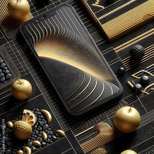 gold and black background with a luxurious and elegant geometric design