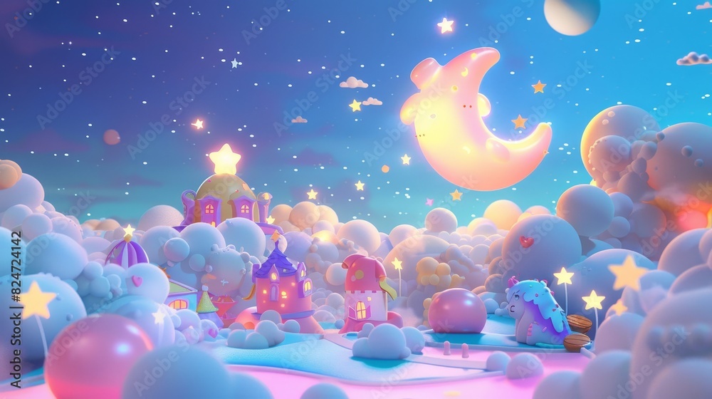 This is a beautiful cartoon rendering of a pastel night sky. This is a beautiful cartoon rendering of a pastel night sky.