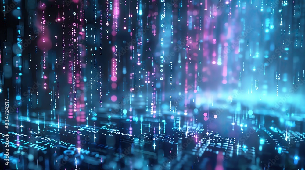 Digital rain with matrix code and a futuristic feel, offering a high tech and immersive background Digital rain with matrix code and a futuristic feel, offering a high tech and immersive background