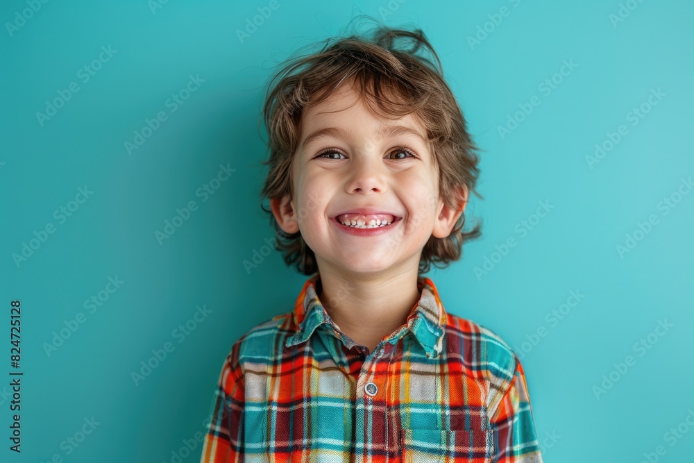 The little boy wearing a checkered shirt cried and laughed The little boy wearing a checkered shirt cried and laughed