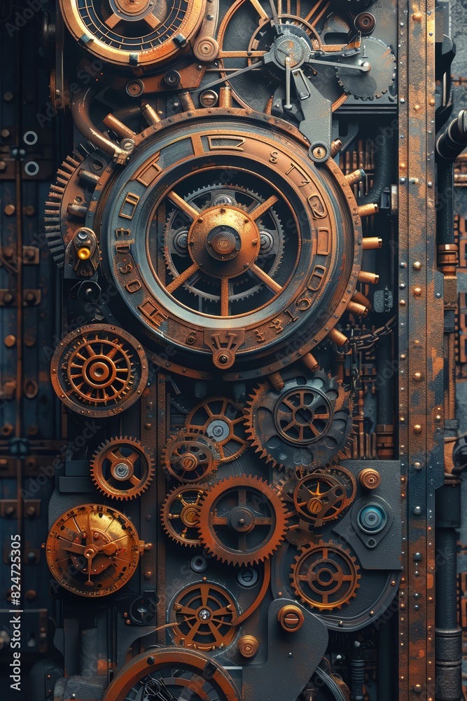 Clockwork mechanisms with intricate gears and steampunk style, offering a detailed and vintage industrial background Clockwork mechanisms with intricate gears and steampunk style, offering a detailed and vintage industrial background