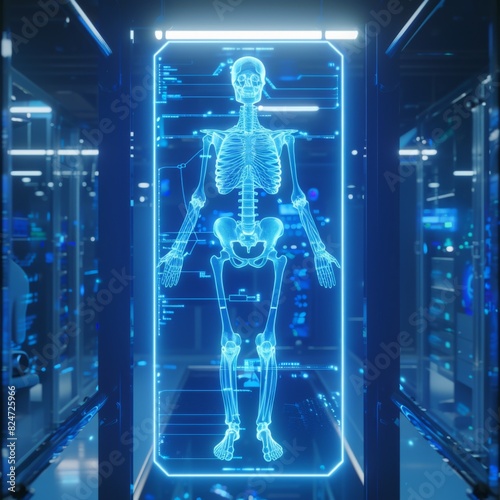 Futuristic Medical Scan of Human Skeleton