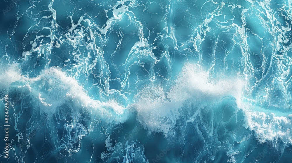 Fototapeta premium Water Background: Blue Ocean Waves for Summer Beach Pool Swims