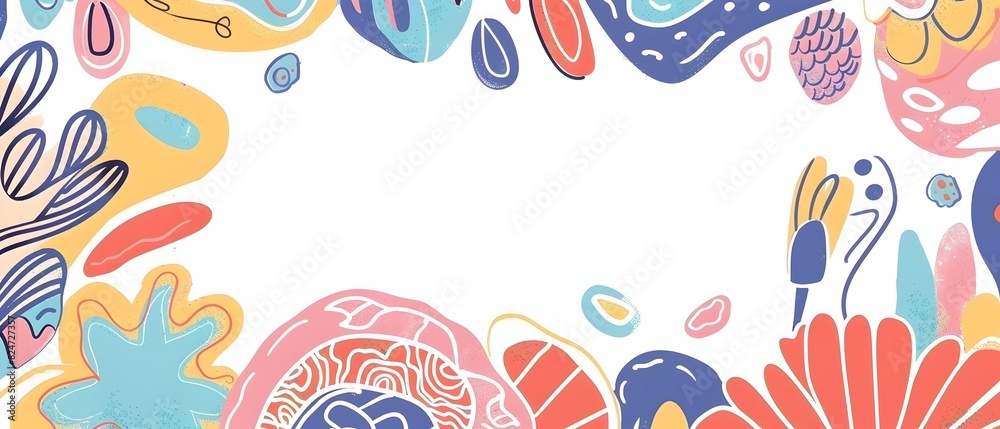 Vibrant Doodle Border Frame with Playful Organic Shapes for World Health Day Background Design