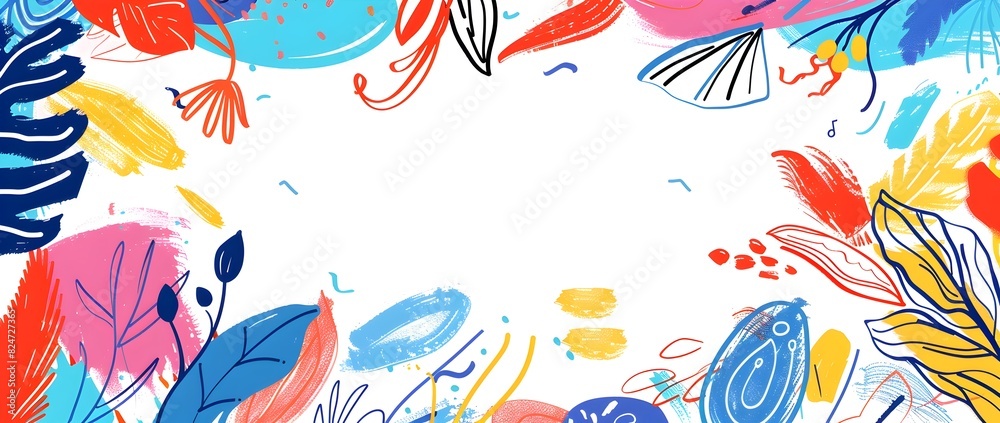 Fototapeta premium Vibrant Doodle Border Frame with Empty Text Space for World Health Day Graphic
