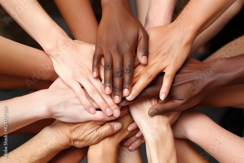a group of diverse hands in a circle