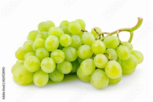 Close-up of fresh green grapes on a white background. Perfect for illustrating healthy eating, organic food, or fresh fruit concepts.