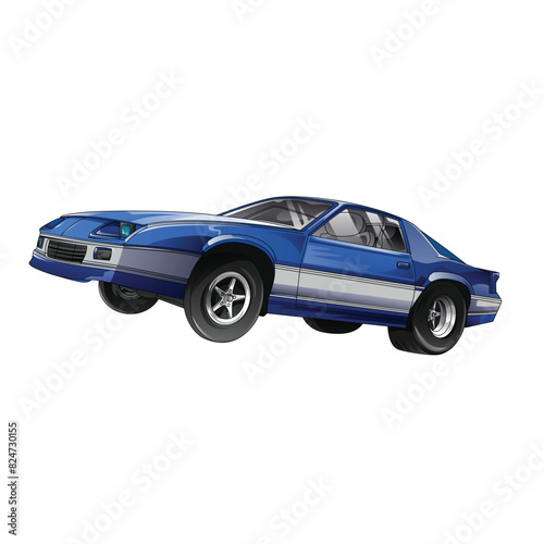 Outline and painted racing car. Isolated in black background, for t-shirt design, print, and for business purposes.