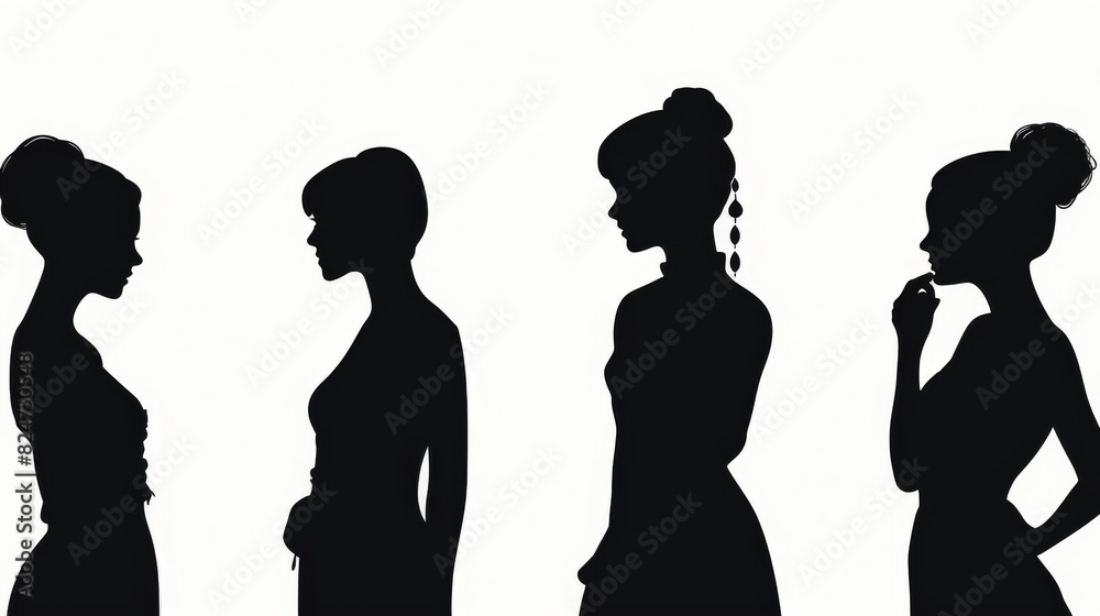 illustration silhouette of womens from side view