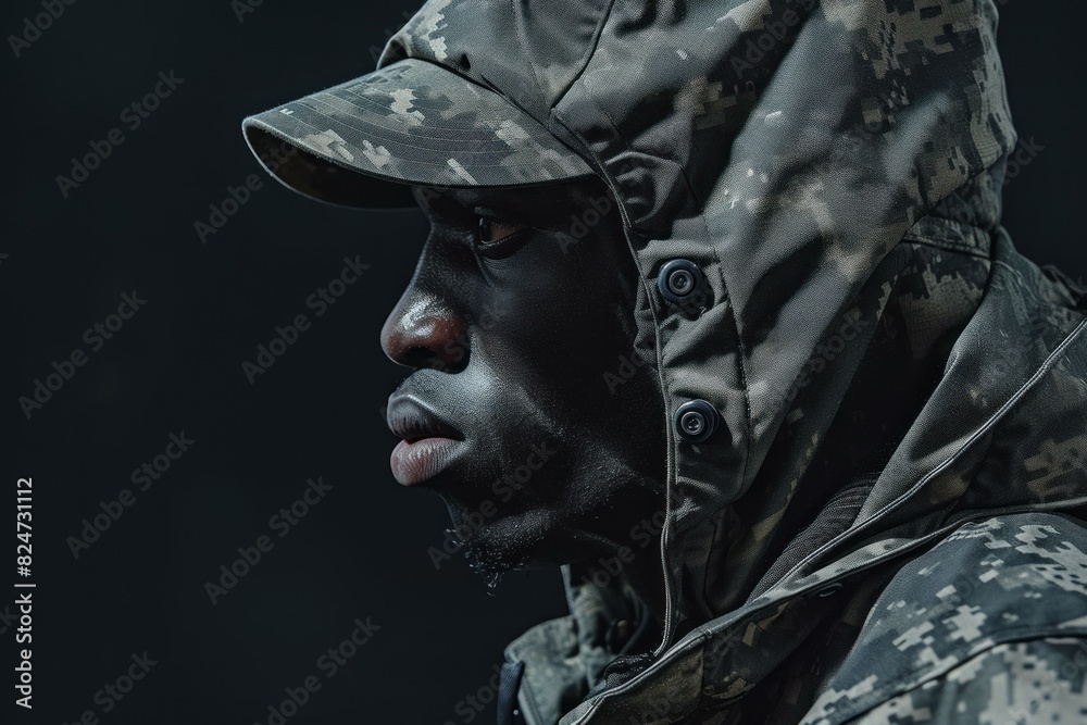 Honorable Black soldier. Person face army. Generate Ai Honorable Black soldier. Person face army. Generate Ai