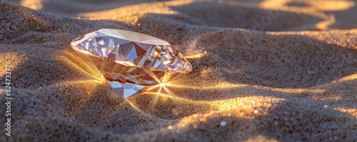 white diamond lying on sand stone gold ,The images are of high quality and clarity photo