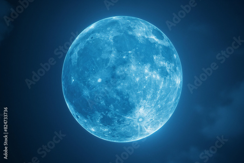 Blue Moon in the Night Sky  Celestial View