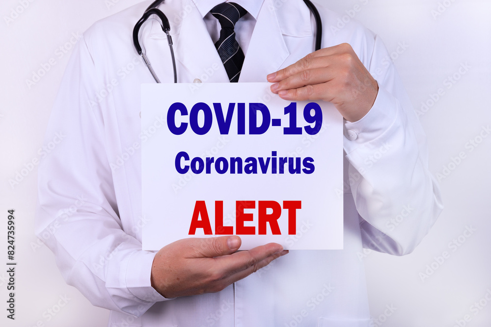 Infectious doctor alert for new corona virus, novel Coronavirus 2019 disease, COVID-19, nCoV. It SARS like symptom as respiratory syndrome, viral pneumonia. COVID concept