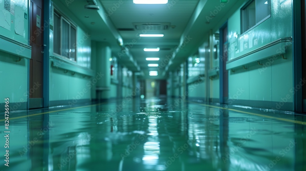 Fototapeta premium Blurry hospital hallway background