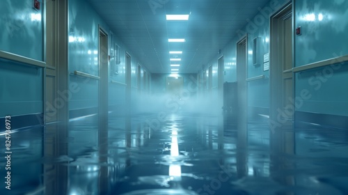 Blurry hospital hallway background photo