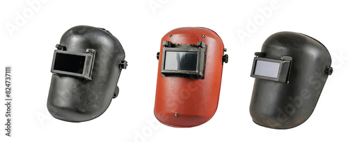 Welding mask for technicians who do welding work for safety. PNG file. Mockup template for artwork graphic design