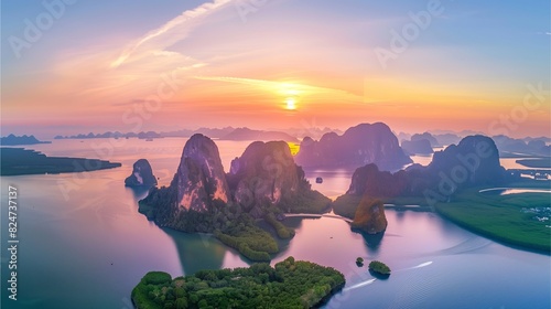 Samet Nangshe Islands are one of the most beautiful sunrise view points in Phang Nga Province. In Thailand, the beauty of the sunrise photo