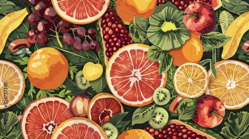 Wallpaper pattern of nutritious foods