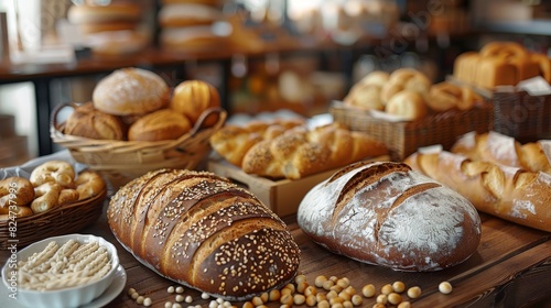 A bakery with artisanal bread. Generative AI.