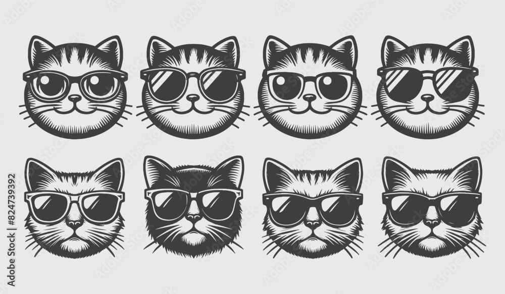 Hand Drawn Cat Silhouette Vector Collection Hand Drawn Cat Silhouette Vector Collection