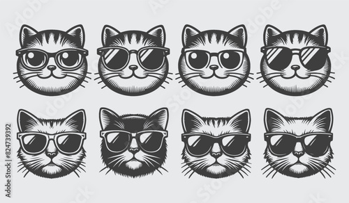 Wallpaper Mural Hand Drawn Cat Silhouette Vector Collection Torontodigital.ca