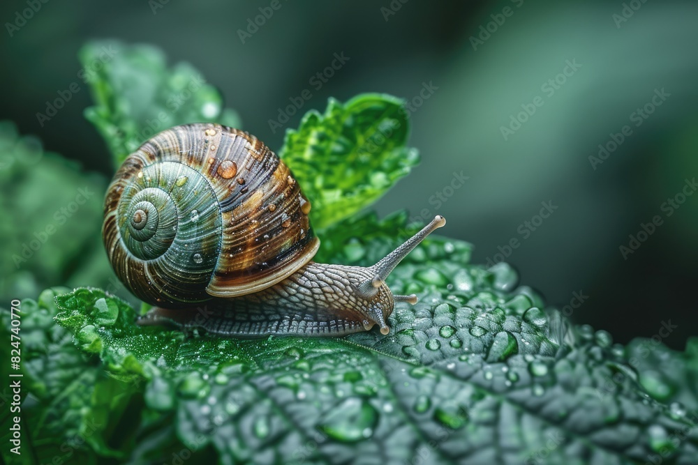 A snail on a leaf A snail on a leaf
