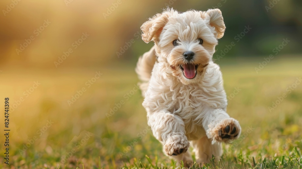 Energetic Puppy Enjoying Outdoor Fun in Grassy Field Energetic Puppy Enjoying Outdoor Fun in Grassy Field