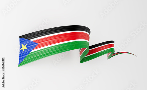 Free Download 3d Flag Of South Sudan 3d Wavy Shiny South Sudan Ribbon Flag On White Background 3d Illustration - GFXLoad