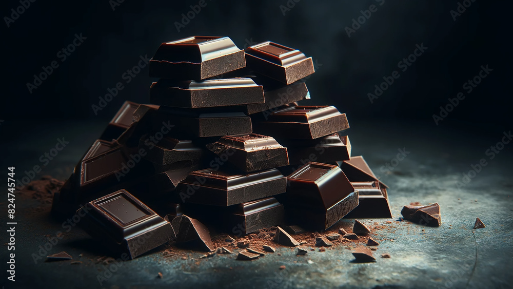 milk chocolate pieces, showcasing their creamy texture and rich milk chocolate pieces, showcasing their creamy texture and rich