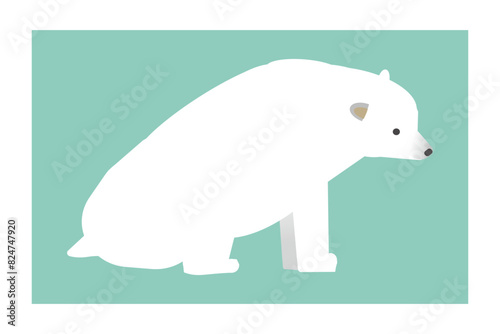 右向きで座るシロクマのイラスト