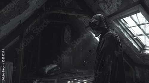 Grim Reaper in Dark Abandoned Room 