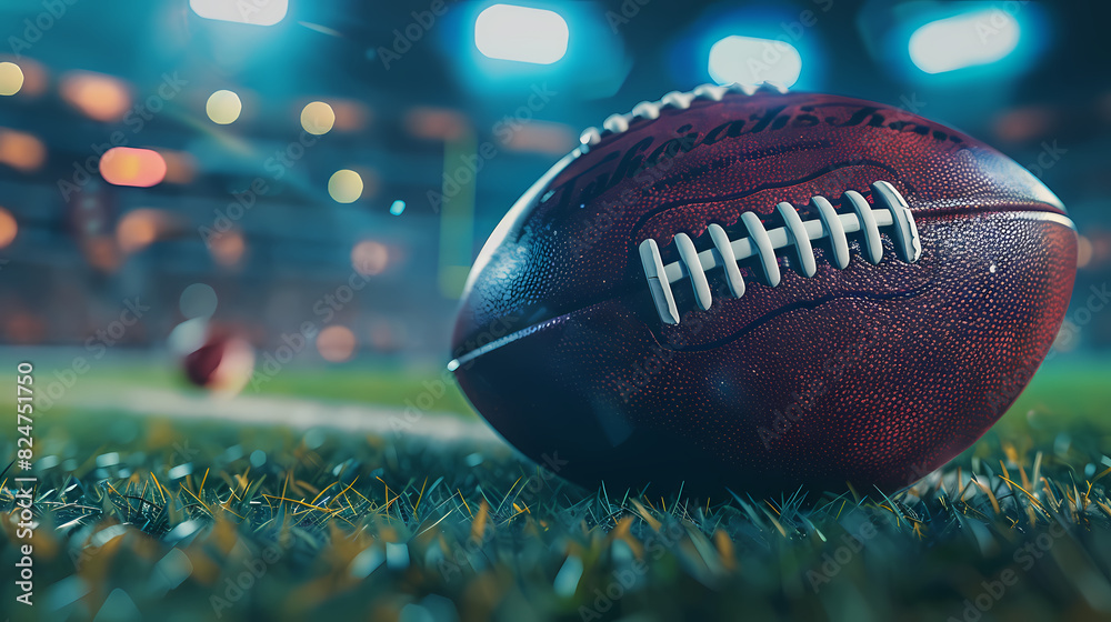 Close-up of American football on the field Close-up of American football on the field