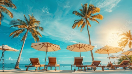 Luxury beach resort hotel swimming pool seaside relax travel vacation background © Mikhail Vorobev