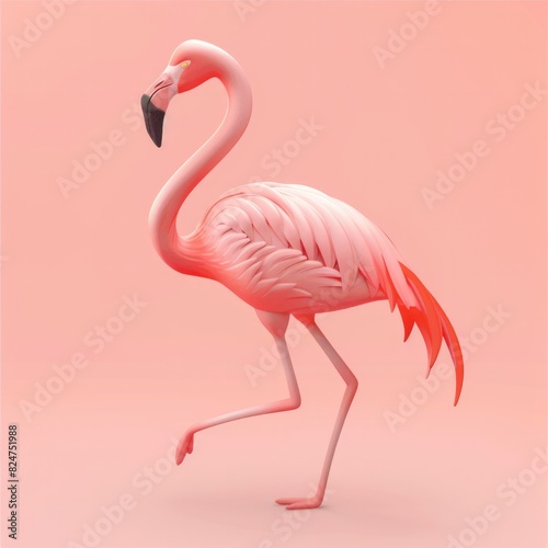 Soft Pink Flamingo Create a 3D flamingo icon in soft pink  AI Generative