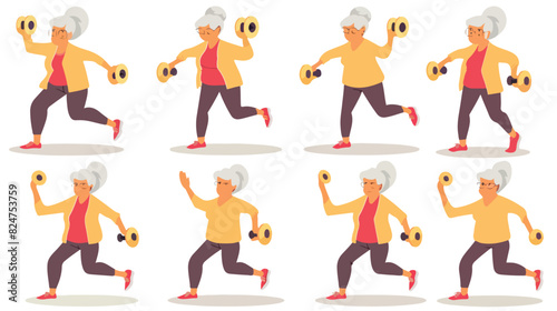Old woman exercise. Training senior. Active lifestyle