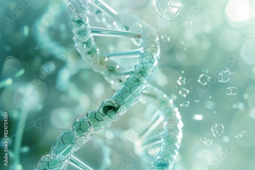 Beautiful cover of scientific DNA, gren teal background