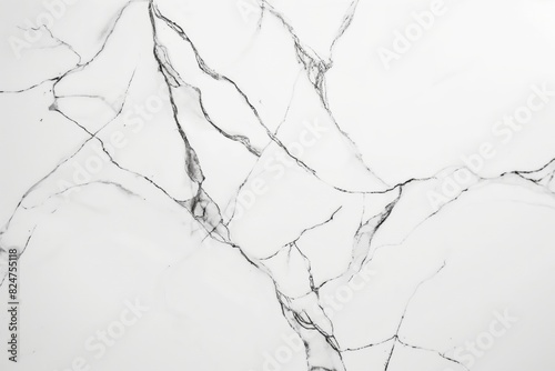 High-quality image displaying a luxurious white marble surface with intricate black and grey veins, ideal for backgrounds, wallpapers, or design elements in architecture and interiors
