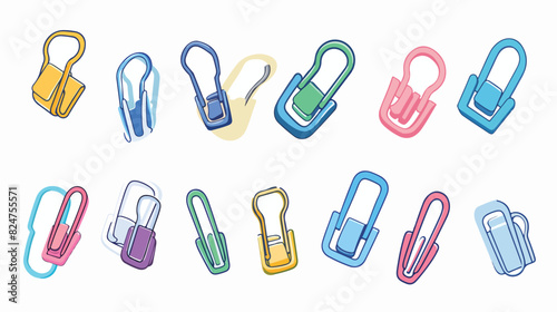 Paper clip icons set on white background. Office pape