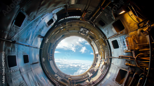 A view of a space shuttle from the inside