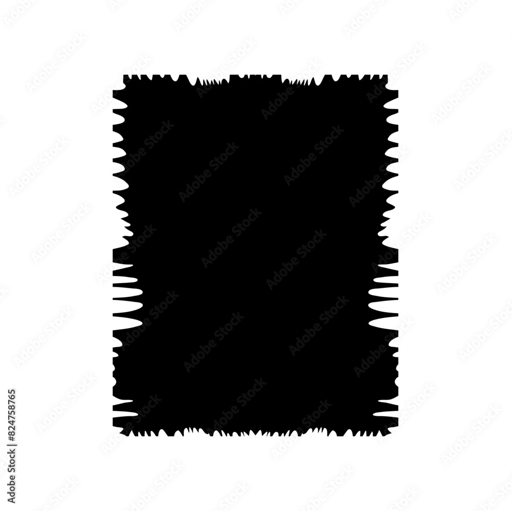 Torn shape cut. Black scalloped paper box