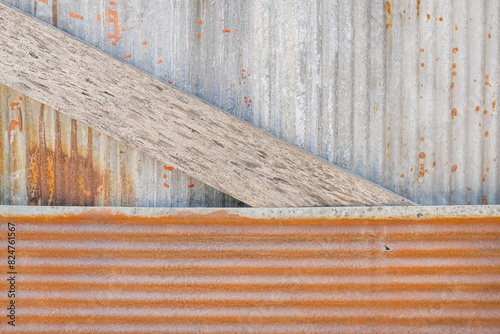 Bilde på lerret Wood of galvanized fence structure