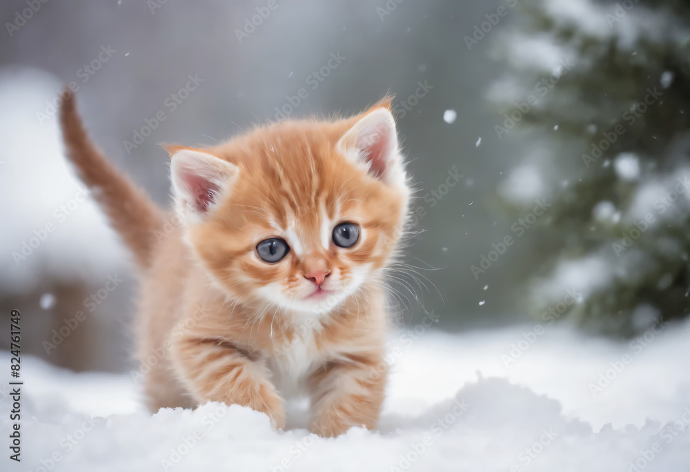 kitten on snow