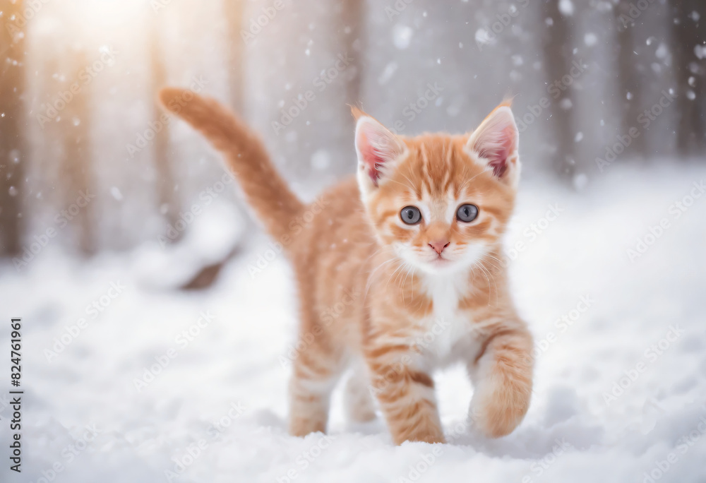 kitten on snow