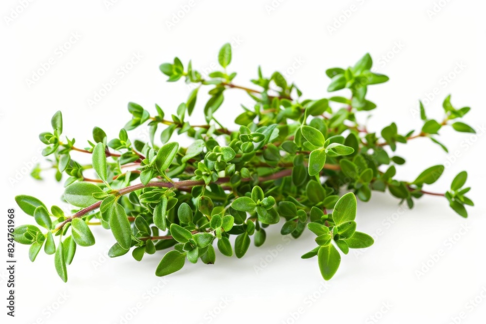 Fresh thyme sprigs isolated on a white background. Perfect for culinary, seasoning, and herbal medicine imagery in your projects. Fresh thyme sprigs isolated on a white background. Perfect for culinary, seasoning, and herbal medicine imagery in your projects.
