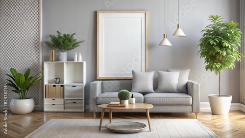 Sleek Silver Edge blank Frame in Scandinavian Inspired Living Room 