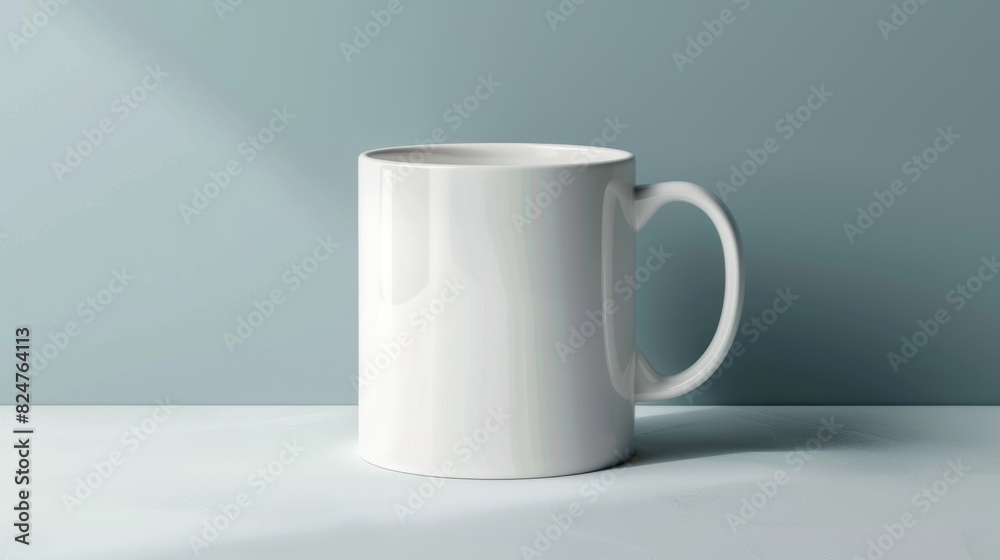 Mug with a white ceramic finish, minimal design Mug with a white ceramic finish, minimal design