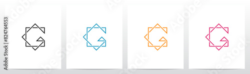 Corner Lines Triangle Overlap Initial Letter Logo Design G