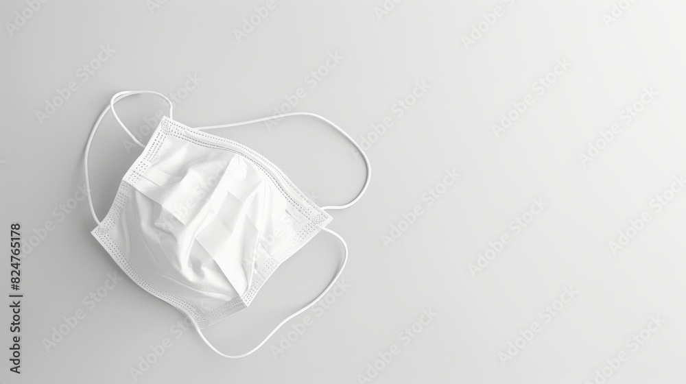 Blank design space on white face mask with COVID-19 protection