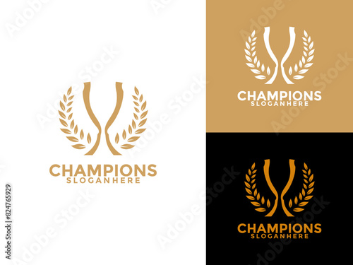 Trophy logo icon design template flat vector illustration, Award Winner logo design template