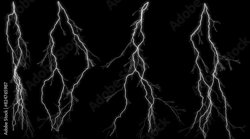 Set of Lightning in a heart shape thunderstorm outdoors nature with black background